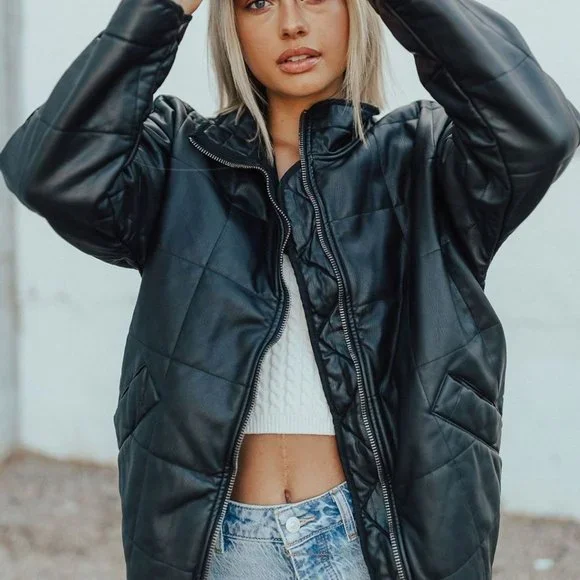 Free People Dolman Quilted Vegan Leather Jacket - Picture 6 of 9